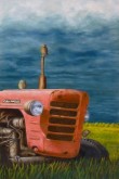 Len Samsom, steenuiltjes op tractor, 60 x 40