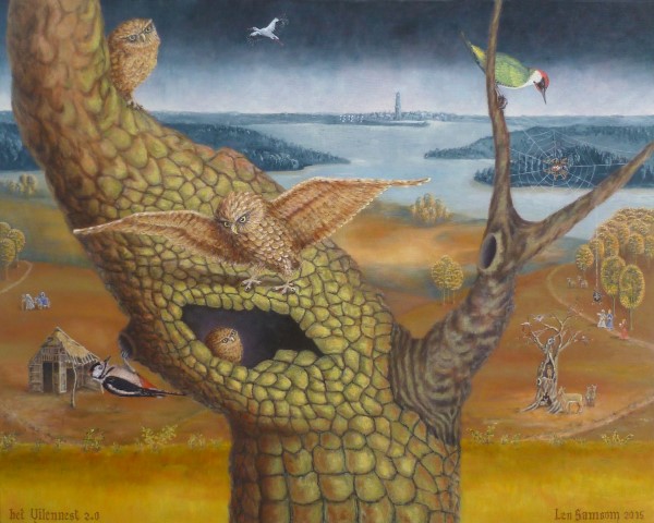 Len Samsom  “ Het Uilennest “  Olieverf op doek 80 x 100 cm
