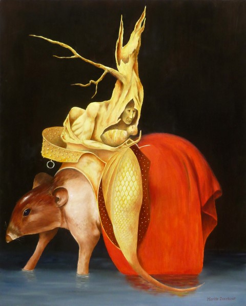 Marita Zuurhout ” Verzoeking van de Heilige Antonius ” detail Olieverf op doek 100 x 80 cm
