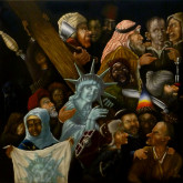 Hanny van den Heuvel, De Kruisdraging door Jeroen Bosch (of niet), 80 x 80