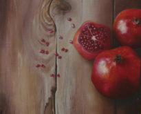 Ann Kerbey, granaatappels, 25 x 31